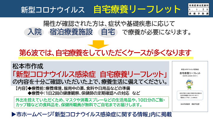 【資料6　新型コロナウイルス　自宅療養リーフレット】の画像