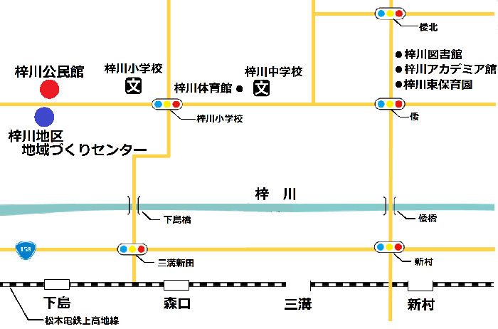 梓川公民館位置図