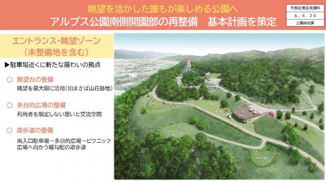 資料2　眺望を活かした誰もが楽しめる公園へ　アルプス公園南側開園部の再整備　基本計画を策定