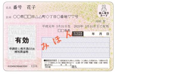 顔写真を省略したカードの画像